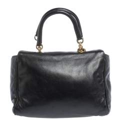 Pre Owned Dolce & Gabbana Black Soft Leather Double Handle Satchel