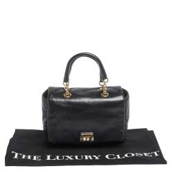 Pre Owned Dolce & Gabbana Black Soft Leather Double Handle Satchel