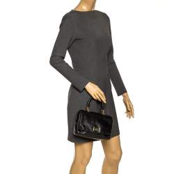 Pre Owned Dolce & Gabbana Black Soft Leather Double Handle Satchel