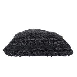 Pre Owned Dolce & Gabbana Black Crochet Straw and Leather Hobo 