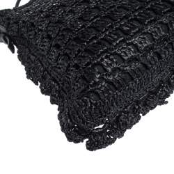 Pre Owned Dolce & Gabbana Black Crochet Straw and Leather Hobo 