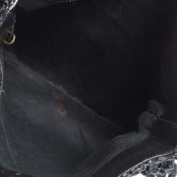 Pre Owned Dolce & Gabbana Black Crochet Straw and Leather Hobo 