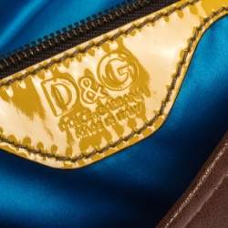 Pre Owned D&G Tan/Yellow Leather Wristlet Clutch