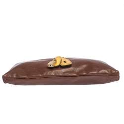 Pre Owned D&G Tan/Yellow Leather Wristlet Clutch