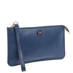 مملوكة مسبقًا حقيبة كلتش دولتشي أند غابانا حمالة معصم جلد أزرق 