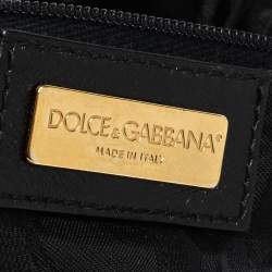 Pre Owned Dolce & Gabbana Black/Brown Leopard Print Velvet and Leather D-Ring Hobo