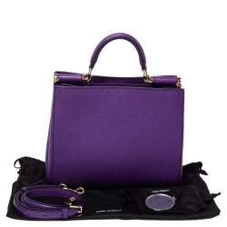 Pre Owned حقيبة دولتشي آند غابانا ميس سيسيلي جلد بنفسجي بيد علوية