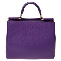 Pre Owned حقيبة دولتشي آند غابانا ميس سيسيلي جلد بنفسجي بيد علوية