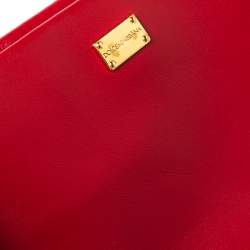 Pre Owned Dolce & Gabbana Red Leather Mini Bambino Bucket Bag