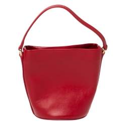 Pre Owned Dolce & Gabbana Red Leather Mini Bambino Bucket Bag