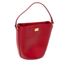 Pre Owned Dolce & Gabbana Red Leather Mini Bambino Bucket Bag