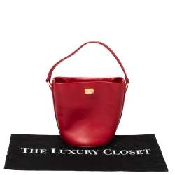 Pre Owned Dolce & Gabbana Red Leather Mini Bambino Bucket Bag