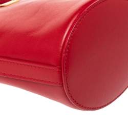 Pre Owned Dolce & Gabbana Red Leather Mini Bambino Bucket Bag