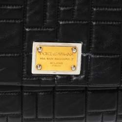 Dolce and Gabbana Black Leather Large Miss Sicily Top Handle Bag