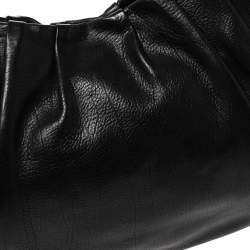 Pre Owned Prada Black Pleated Leather and Lizard Hobo