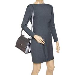 Pre Owned Dolce & Gabbana Metallic Silver Leather Medium Miss Sicily Top Handle Bag