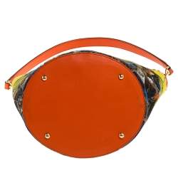 Dolce & Gabbana Multicolor Printed Canvas,Straw and Leather Hobo