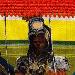 Dolce & Gabbana Multicolor Printed Canvas,Straw and Leather Hobo
