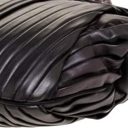 Pre Owned Dolce & Gabbana Black Pleated Leather Crystal Embellished Frame Chain Clutch