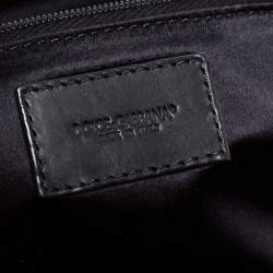 Pre Owned Dolce & Gabbana Black Pleated Leather Crystal Embellished Frame Chain Clutch