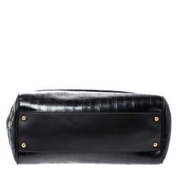 Pre Owned Dolce & Gabbana Black Striped Leather Large Miss Sicily Top Handle Bag