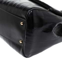 Pre Owned Dolce & Gabbana Black Striped Leather Large Miss Sicily Top Handle Bag