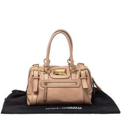 Pre Owned Dolce & Gabbana Beige Leather Boston Bag         