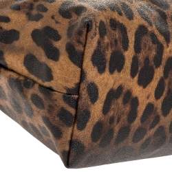 مملوكة مسبقًا Dolce & Gabbana Beige/Black Leopard Print Coated Canvas and Leather Zip Tote