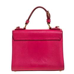 Pre Owned Dolce & Gabbana Pink Lizard Embossed Leather Medium Miss Monica Top Handle Bag