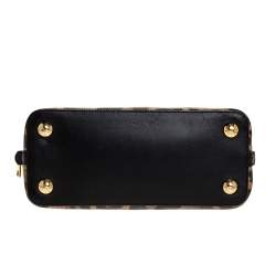 Pre Owned Dolce & Gabbana Black/Brown Leopard Print Coated Canvas and Leather Megan Dome Satchel