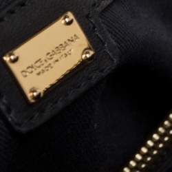 Pre Owned Dolce & Gabbana Black/Brown Leopard Print Coated Canvas and Leather Megan Dome Satchel