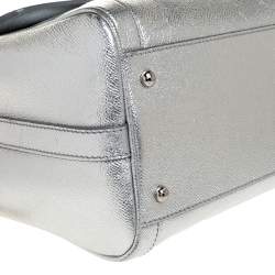 Dolce and Gabbana Silver Leather Small Miss Dolce Top Handle Bag