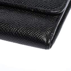 Pre Owned Dolce & Gabbana Black Grained Leather Flap Continental Wallet