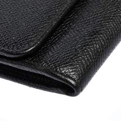 Pre Owned Dolce & Gabbana Black Grained Leather Flap Continental Wallet