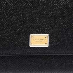 Pre Owned Dolce & Gabbana Black Grained Leather Flap Continental Wallet
