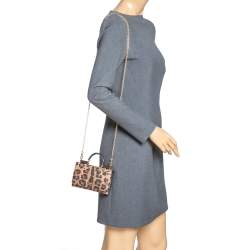 مملوكة مسبقًا Dolce & Gabbana Brown Leopard Print Coated Canvas and Leather Sicily Smartphone Von Bag