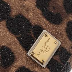 مملوكة مسبقًا Dolce & Gabbana Brown Leopard Print Coated Canvas and Leather Sicily Smartphone Von Bag