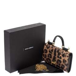 مملوكة مسبقًا Dolce & Gabbana Brown Leopard Print Coated Canvas and Leather Sicily Smartphone Von Bag