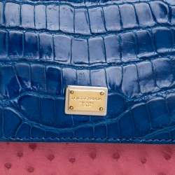 Pre Owned Dolce & Gabbana Multicolor Crocodile and Ostrich Small Miss Sicily Top Handle Bag