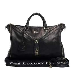 Pre Owned Dolce & Gabbana Black Leather Boston Bag