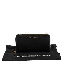 Dolce & Gabbana Black Leather Zip Around  Wallet