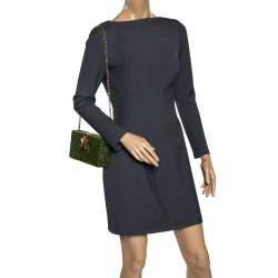 Pre Owned حقيبة بوكس دولتشي أند غابانا ساتان مزخرف كريستال أخضر