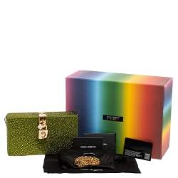 Pre Owned حقيبة بوكس دولتشي أند غابانا ساتان مزخرف كريستال أخضر