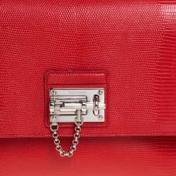 مملوكة مسبقًا حقيبة دولتشي أند غابانا ميس مونيكا متوسطة يد علوية جلد سحلية بارز أزرق 