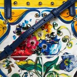Pre Owned Dolce & Gabbana Multicolor Majolica Print Canvas and Leather Embellished Tote