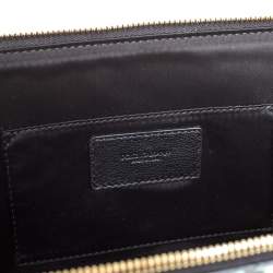 Pre Owned Dolce & Gabbana Green/Black Leopard Print Patent Leather Oversized Clutch