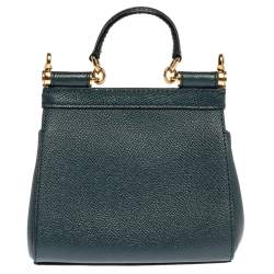 مملوكة مسبقًا حقيبة دولتشي أند غابانا "ميس سيسيلي" ميني جلد أزرق مخضر داكن