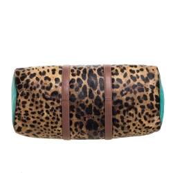 Dolce & Gabbana Multicolor Leopard Print Coated Canvas and Leather Miss Escape Duffel Bag