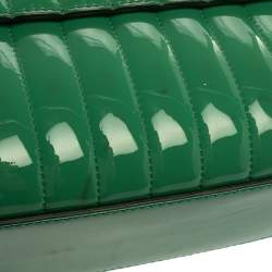 Pre Owned Dolce & Gabbana Green Stripe Patent Leather Medium Sicily Top Handle Bag