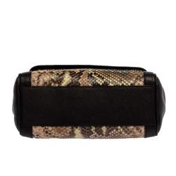 Pre Owned Dolce & Gabbana Brown Leather and Python Medium Miss Sicily Top Handle Bag